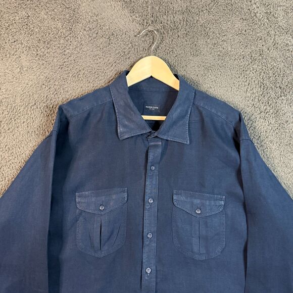 Proper Cloth Shirt Mens 4XL Blue Linen Long Sleeve Button Up Baird McNutt - Picture 2 of 12